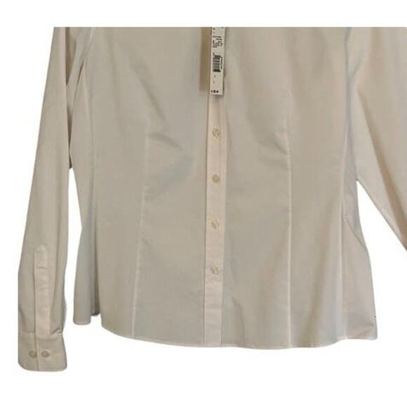 Elie Tahari Blouse Womens Size L White Long Sleeve Button Front Animal Print NWT - Picture 4 of 7